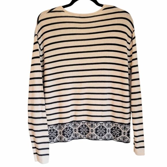 J. Jill Navy and white striped lace up sweater Size S - Picture 3 of 6